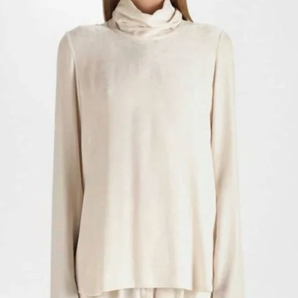 FORTE FORTE Velvet Turtleneck Top Ivory Silk Size 6